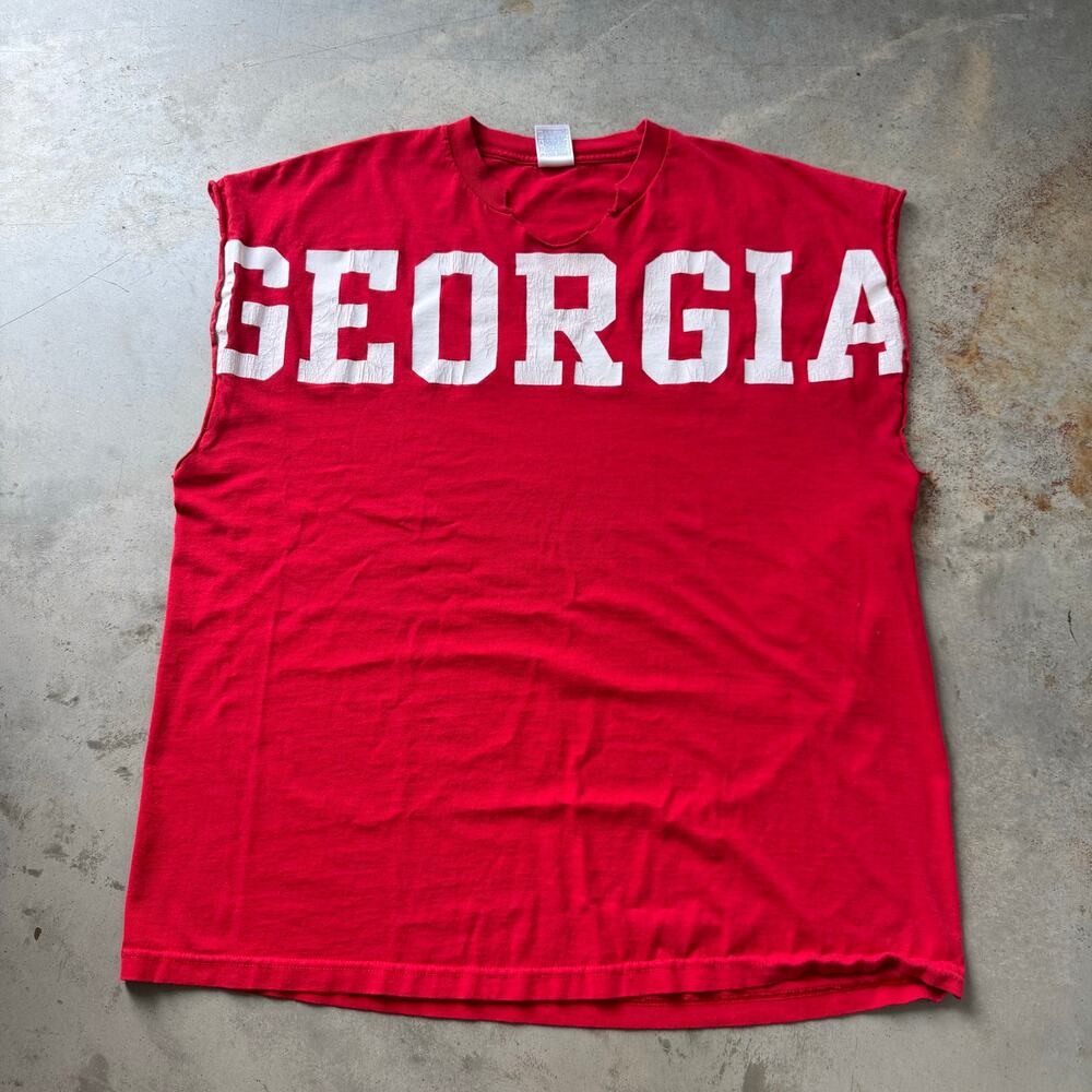 Vintage Y2K University of Georgia Bulldogs Cut-off Sleeveless T-shirt Size 2XL